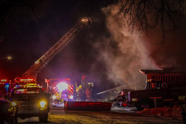 fire with ladder trucks from other departments 